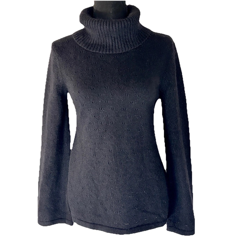 Carrol Reed Women's Wool Sweater Elegant Angora Chic Turtleneck Knit Black Small